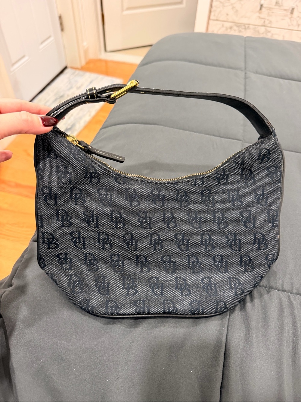Dooney & Bourke Black Logo Crescent Shoulder Bag